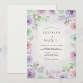 Lavendel-Veilchen-Blüten-Hochzeit Einladung (Vorne/Hinten)
