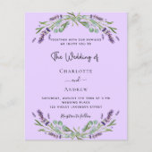 Lavendel Veilchen Budget Einladung zur Hochzeit Flyer (Vorne)