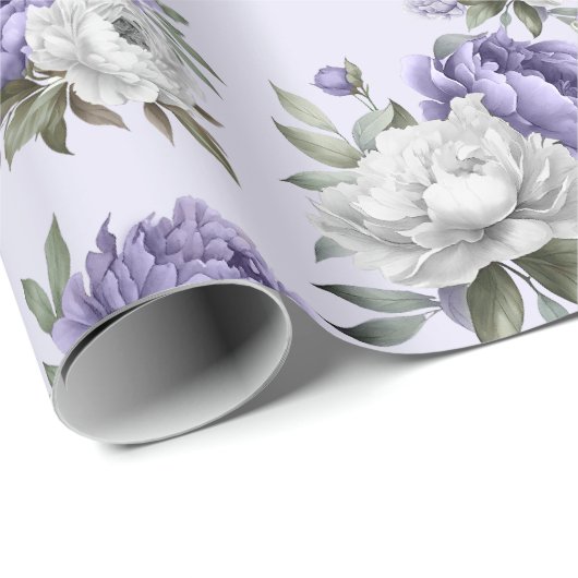Lavendel Veilchen florale elegante Geschenkpapier (Rolleneckpunkt)