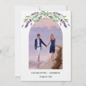 Lavendel Veilchen Foto Luxus Hochzeit Einladung (Rückseite)