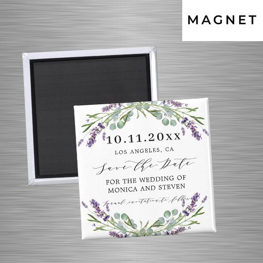 Lavendel Veilchen Hochzeit speichern Sie das Datum Magnet