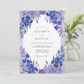 Lavendel-Veilchen-Krankz-Wedding Einladung (Stehend Vorderseite)