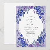 Lavendel-Veilchen-Krankz-Wedding Einladung (Vorne/Hinten)