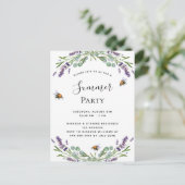 Lavendel Veilchen Sommer Party Einladungspostkarte (Stehend Vorderseite)