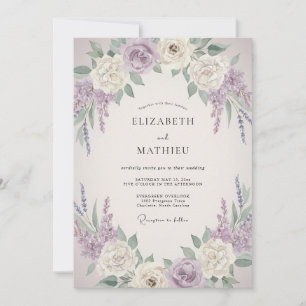 Lavendel verfeinerte Vintage-Hochzeit Einladung