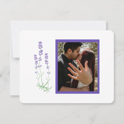 Lavendel Verlobung Foto Save the Date (Rückseite)