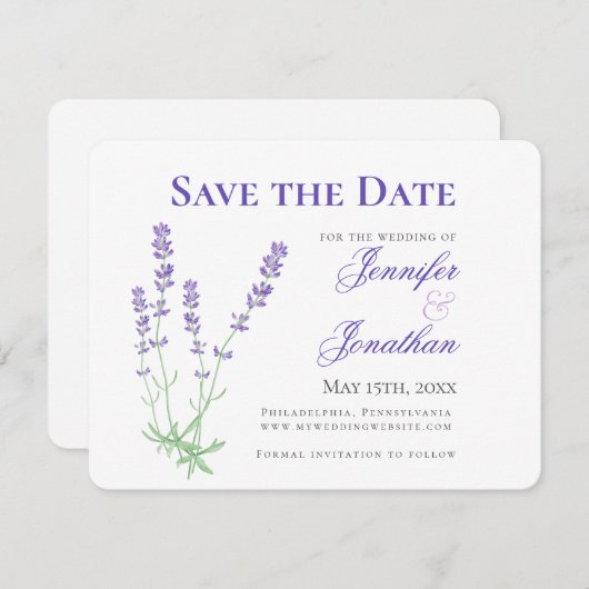 Lavendel Verlobung Foto Save the Date (Vorne/Hinten)