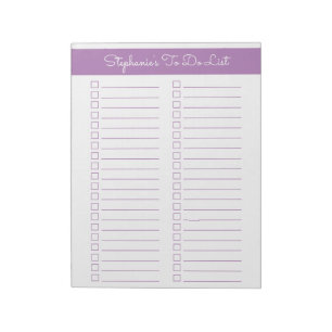 Lavendel Vertikal 8,5x11 Zweispaltige Checkliste Notizblock