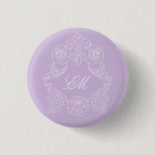 Lavendel-Victorian-Wappensiegel-Hochzeitsmonogramm Button (Vorderseite)