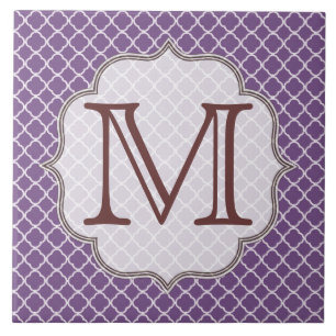 Lavendel-Vierblatt-Monogramm-Display-Tile Fliese