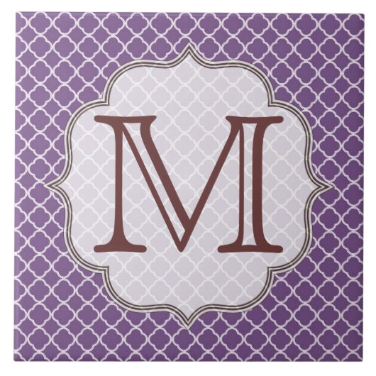 Lavendel-Vierblatt-Monogramm-Display-Tile Fliese (Vorderseite)
