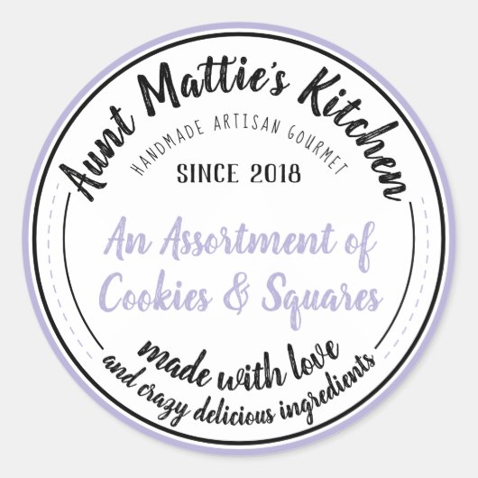 Lavendel Vintag handgefertigt Gourmet-Lebensmittel Runder Aufkleber (Vorderseite)