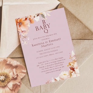 Lavendel Vintage Blumen Herbst BBQ Baby Shower Einladung