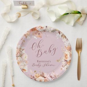 Lavendel Vintage Blumen Herbst Oh Baby Shower Pappteller