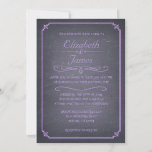 Lavendel Vintage Chalkboard Hochzeit Einladungen