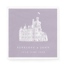 Lavendel Vintage Schloss Illustration Hochzeit