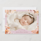 Lavendel Vintager Blumenfall Zwei Fotos Geburt Ankündigung (Vorderseite)