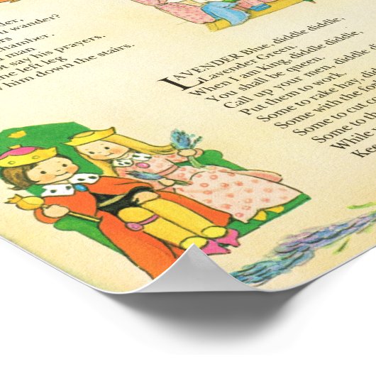 Lavendel Vintages Kinderzimmer Rhyme Poster (Ecke)