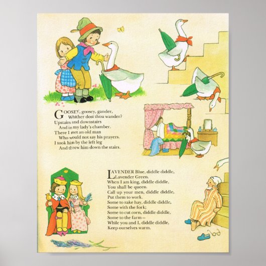 Lavendel Vintages Kinderzimmer Rhyme Poster (Vorne)