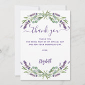 Lavendel violet Blume danke Karte (Vorderseite)