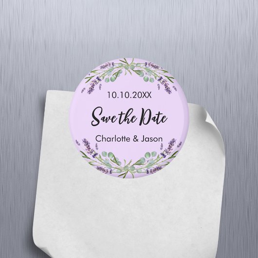 Lavendel violet Hochzeit Speichern Sie den Date-Ma Magnet