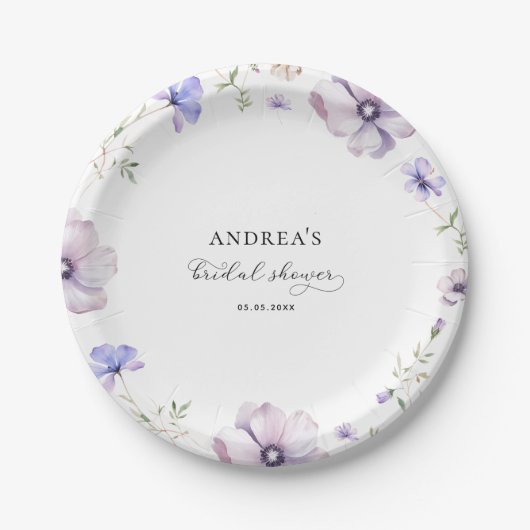 Lavendel Violet Lila Frühlingsfloral Brautparty Pappteller (Vorderseite)