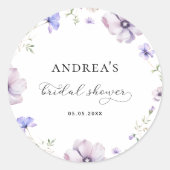 Lavendel Violet Lila Frühlingsfloral Brautparty Runder Aufkleber (Vorderseite)