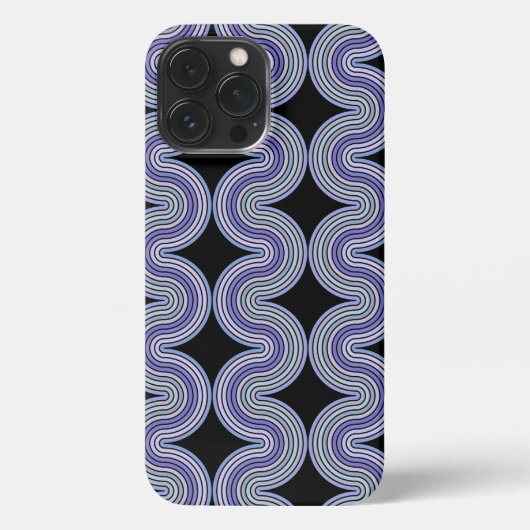 Lavendel Violet Lila rosa Streifen auf schwarz iPhone Hülle (Rückseite)