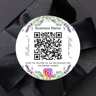 Lavendel Violett Blumengeschäft qr Code Instragram Runder Aufkleber