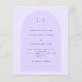 Lavendel Violett Mono Budget Hochzeit (Vorderseite)
