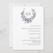 Lavendel violett Wappen Hochzeitsempfang Einladung (Vorderseite)