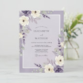 Lavendel-Violette-Blatt-Eukalyptus-Hochzeit Einladung (Stehend Vorderseite)