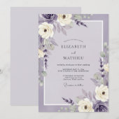 Lavendel-Violette-Blatt-Eukalyptus-Hochzeit Einladung (Vorne/Hinten)