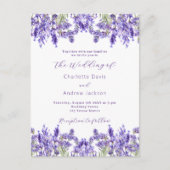 Lavendel-violette Blumen Aquarellfeier Einladungspostkarte (Vorderseite)