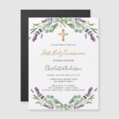 Lavendel violette Blumen Luxus Erste Kommune Magneteinladung (Vorne/Hinten)