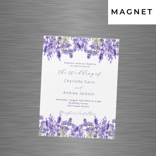 Lavendel violette florale Aquarellfarben Luxus Hoc Magneteinladung