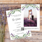 Lavendel violette Florale Bogen Foto QR UAWG wedun Einladung