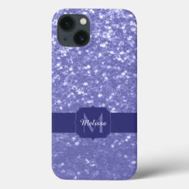 Lavendel violette Glitzern Glitzer bling Monogram Case-Mate iPhone Hülle