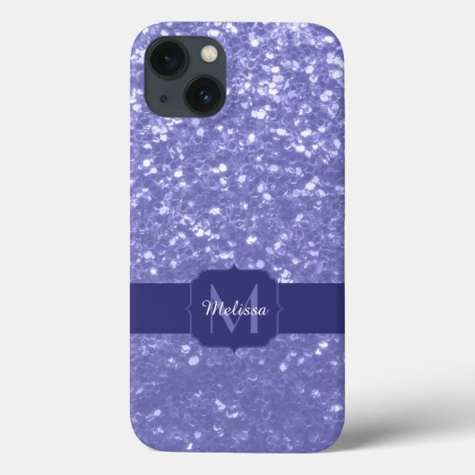 Lavendel violette Glitzern Glitzer bling Monogram Case-Mate iPhone Hülle (Rückseite)