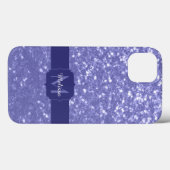 Lavendel violette Glitzern Glitzer bling Monogram Case-Mate iPhone Hülle (Rückseite (Horizontal))