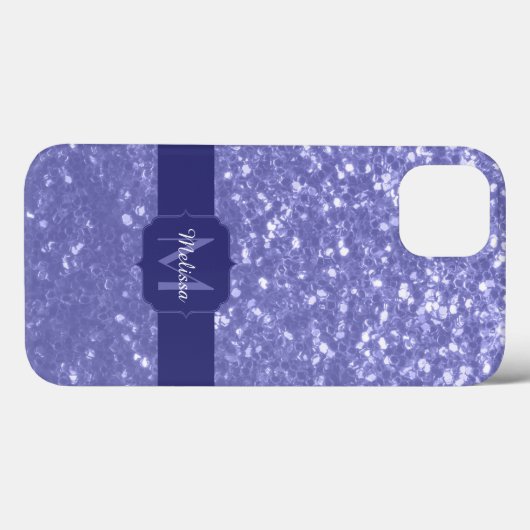 Lavendel violette Glitzern Glitzer bling Monogram Case-Mate iPhone Hülle (Rückseite (Horizontal))
