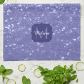 Lavendel violette Glitzern Glitzer bling Monogram Geschirrtuch (Gefaltet)