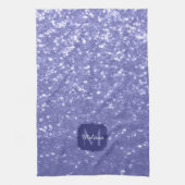 Lavendel violette Glitzern Glitzer bling Monogram Geschirrtuch (Vertikal)