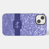 Lavendel violette Glitzern Glitzer bling Monogram iPhone Hülle (Rückseite (Horizontal))