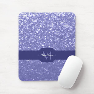 Lavendel violette Glitzern Glitzer bling Monogram Mousepad