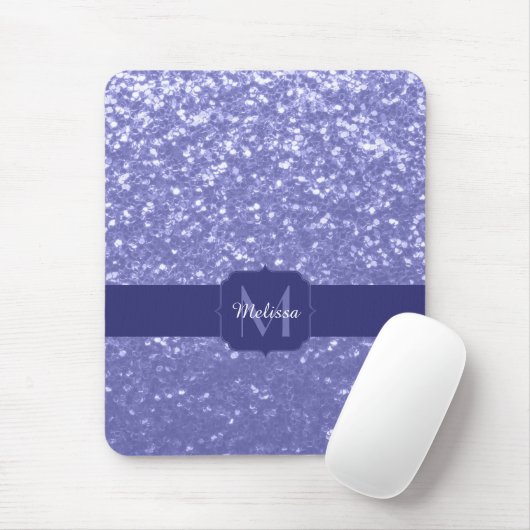 Lavendel violette Glitzern Glitzer bling Monogram Mousepad (Mit Mouse)