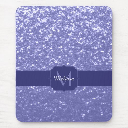 Lavendel violette Glitzern Glitzer bling Monogram Mousepad (Vorne)