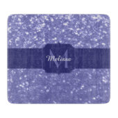 Lavendel violette Glitzern Glitzer bling Monogram Schneidebrett (Vorderseite)
