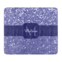 Lavendel violette Glitzern Glitzer bling Monogram Schneidebrett