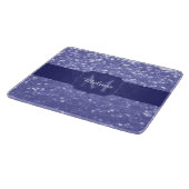 Lavendel violette Glitzern Glitzer bling Monogram Schneidebrett (Ecke)